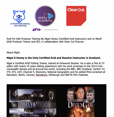 AVID For Edit Producers Course Using Latest Remote Technology 1at Pilot Course 24th-25th April 2021